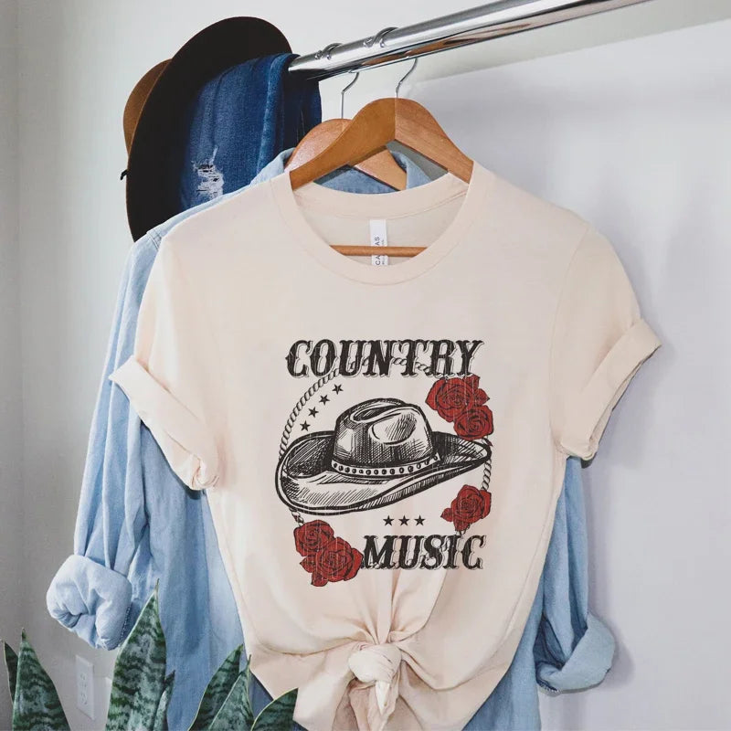 Women Retro Country Music Concert T Shirt