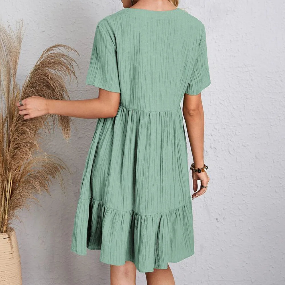 Summer Short Sleeve Vintage Mini Dress