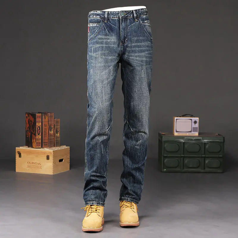 Vintage Country Style Straight Jeans