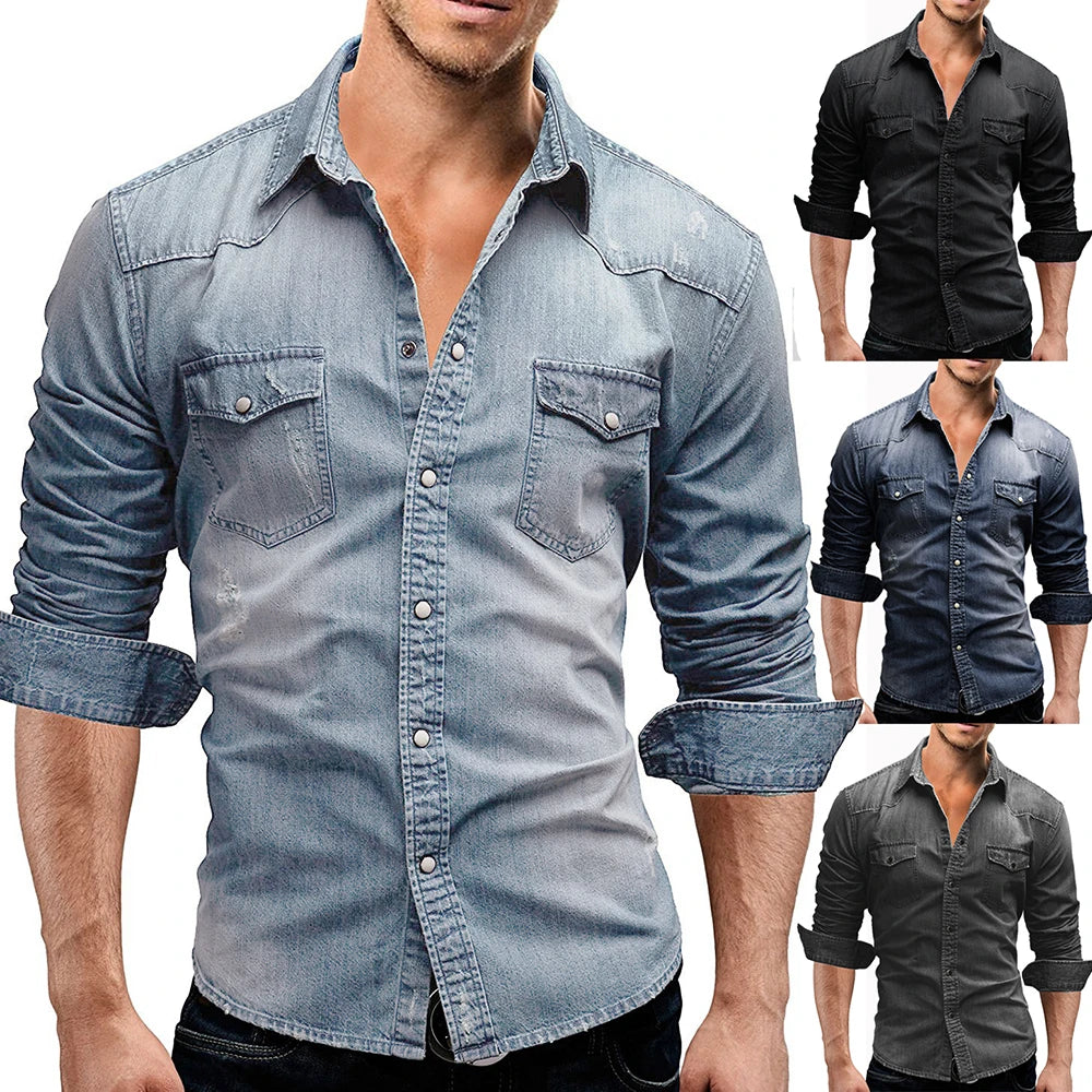 Men's Denim Short Sleeve shirt
