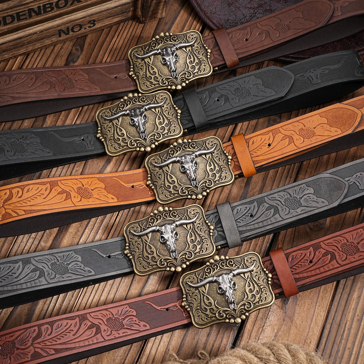 Western Cowboy Rectangle bull belt