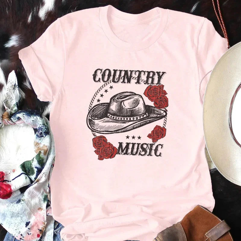 Women Retro Country Music Concert T Shirt