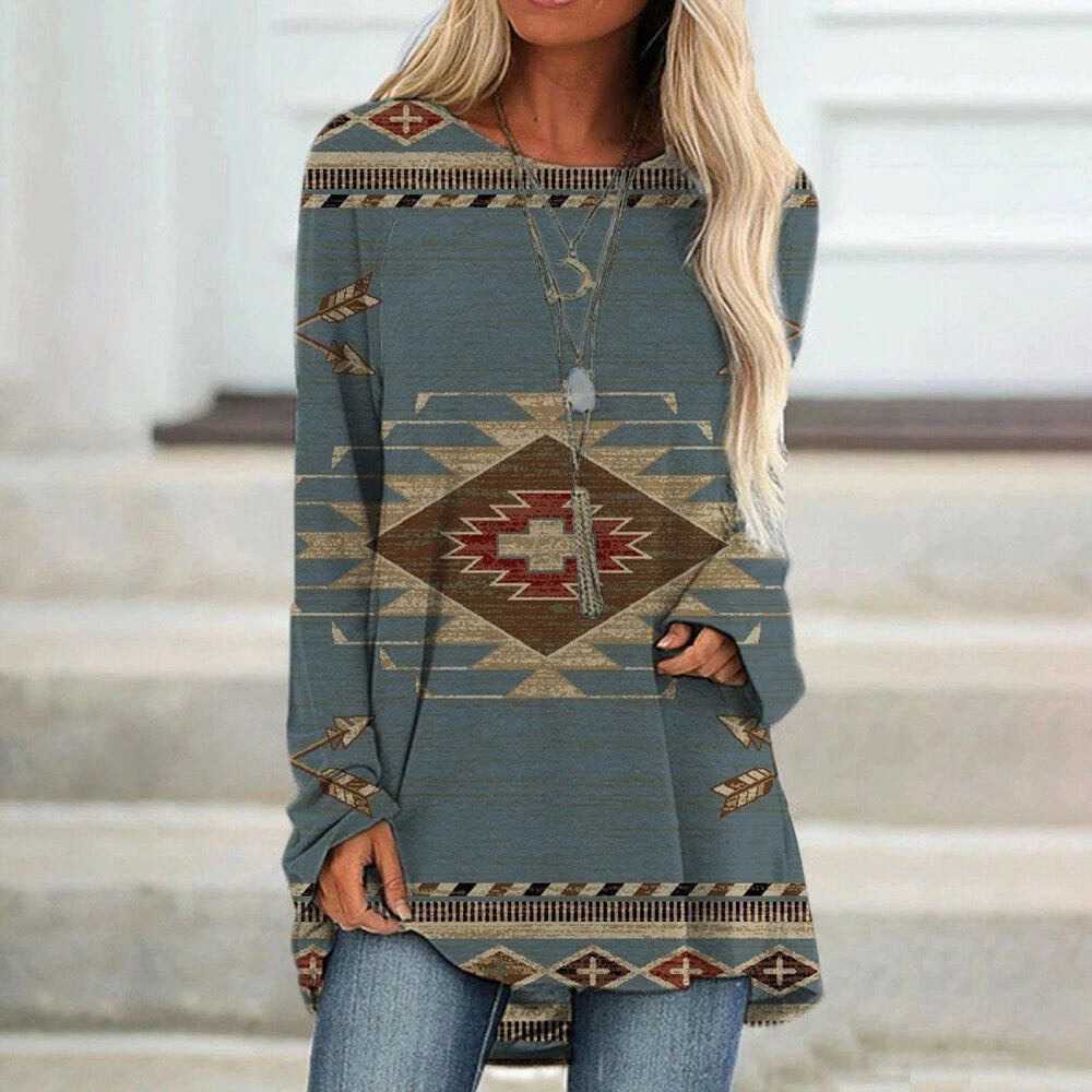 Women's long sleeved Vintage Western Style Sweatshirt in a range of designs