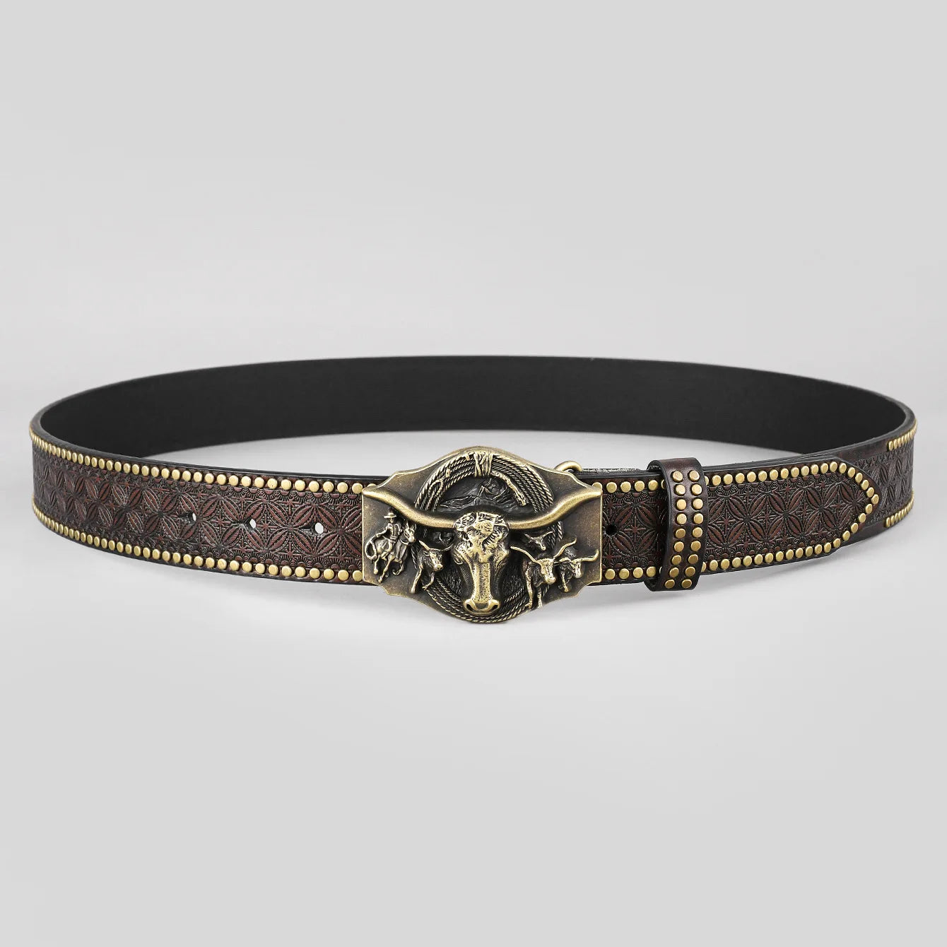 Western cowboy belt Bull head