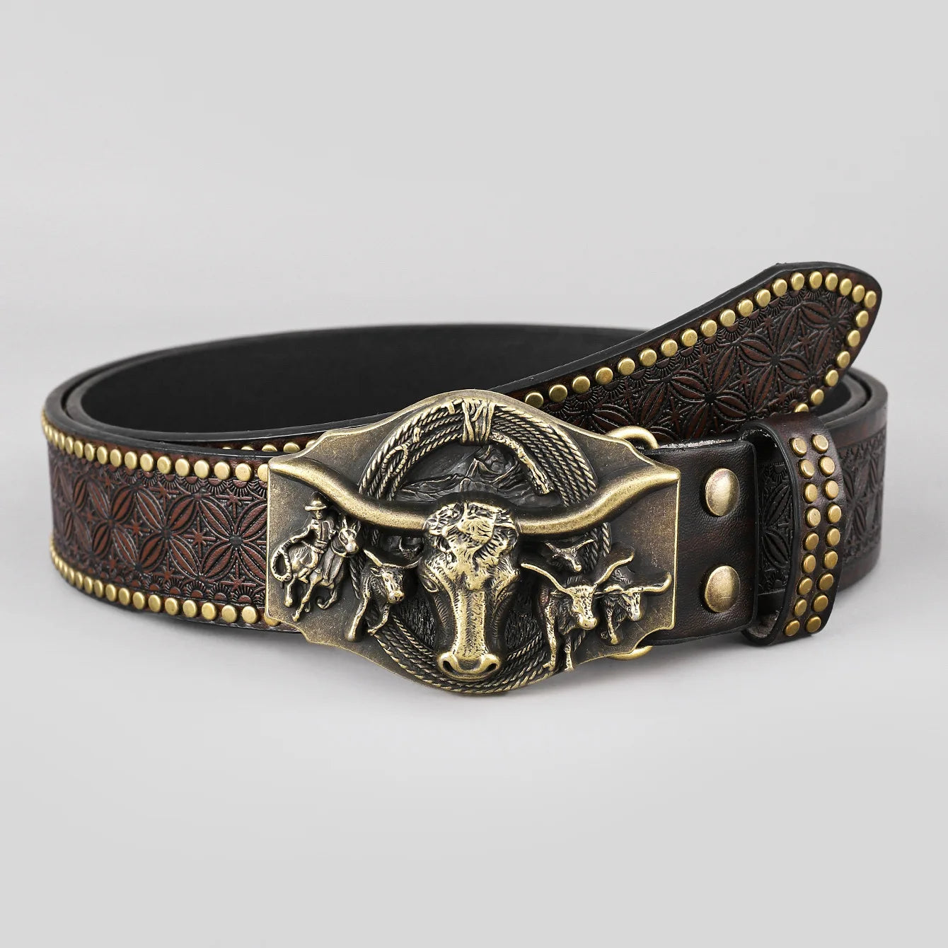 Western cowboy belt Bull head