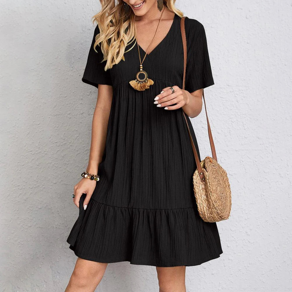 Summer Short Sleeve Vintage Mini Dress