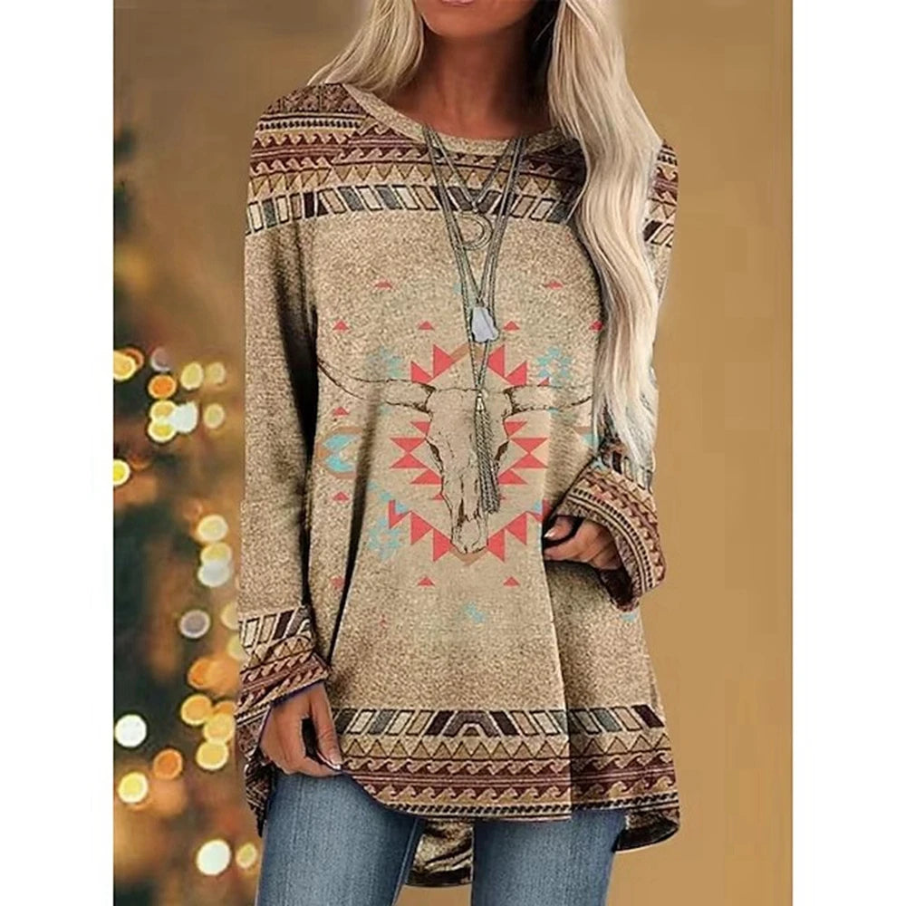 Women's long sleeved Vintage Western Style Sweatshirt in a range of designs