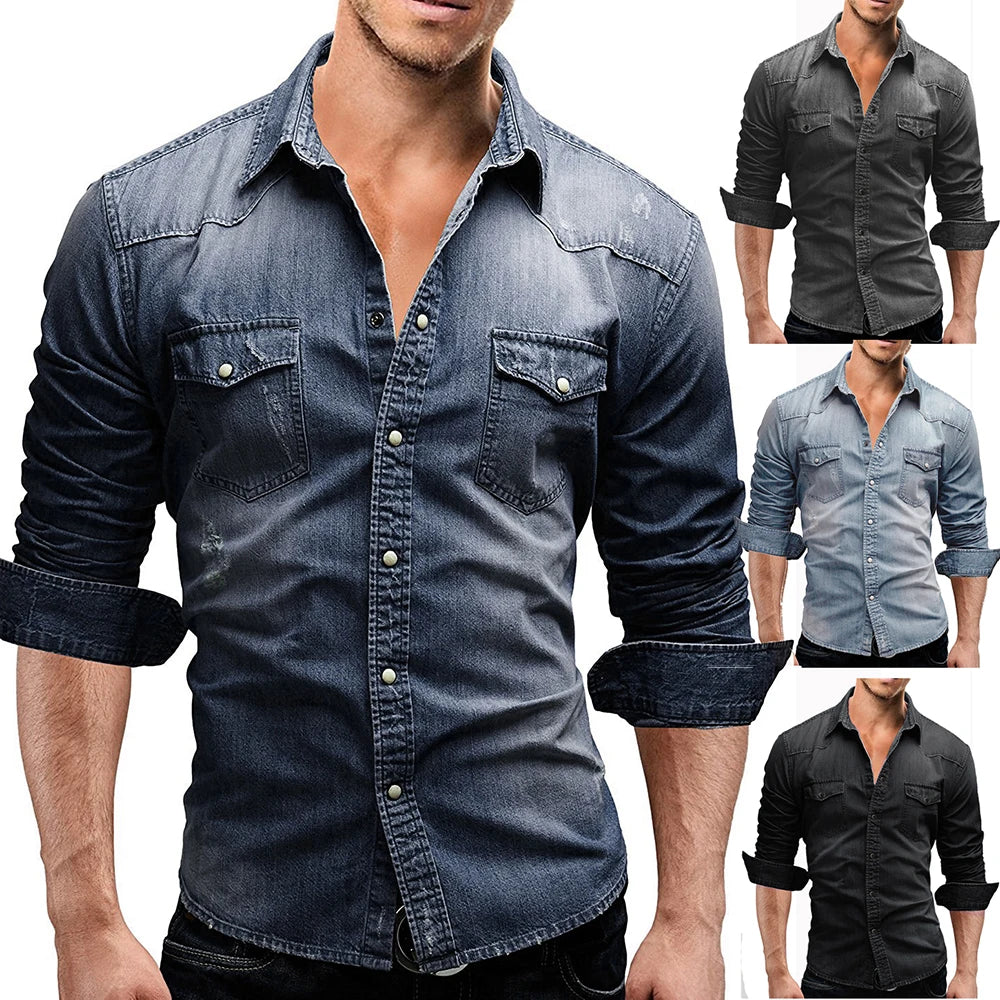 Men's Denim Short Sleeve shirt