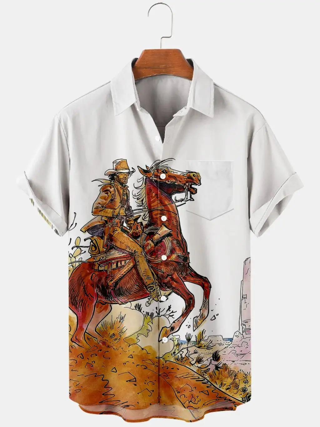 Vintage Western Cowboy Printed Shirt