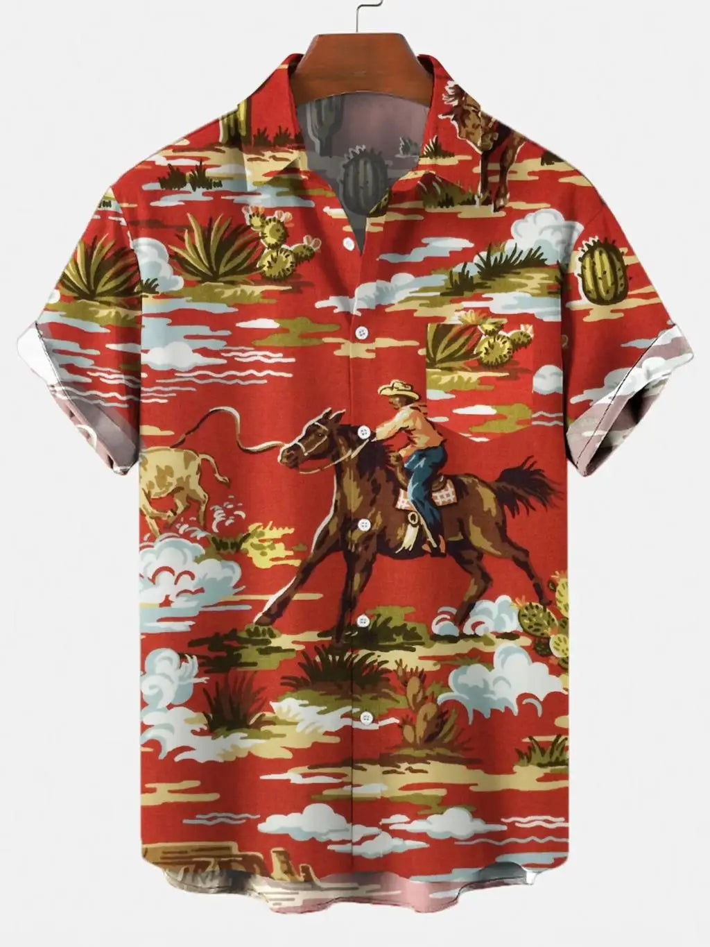 Vintage Western Cowboy Printed Shirt